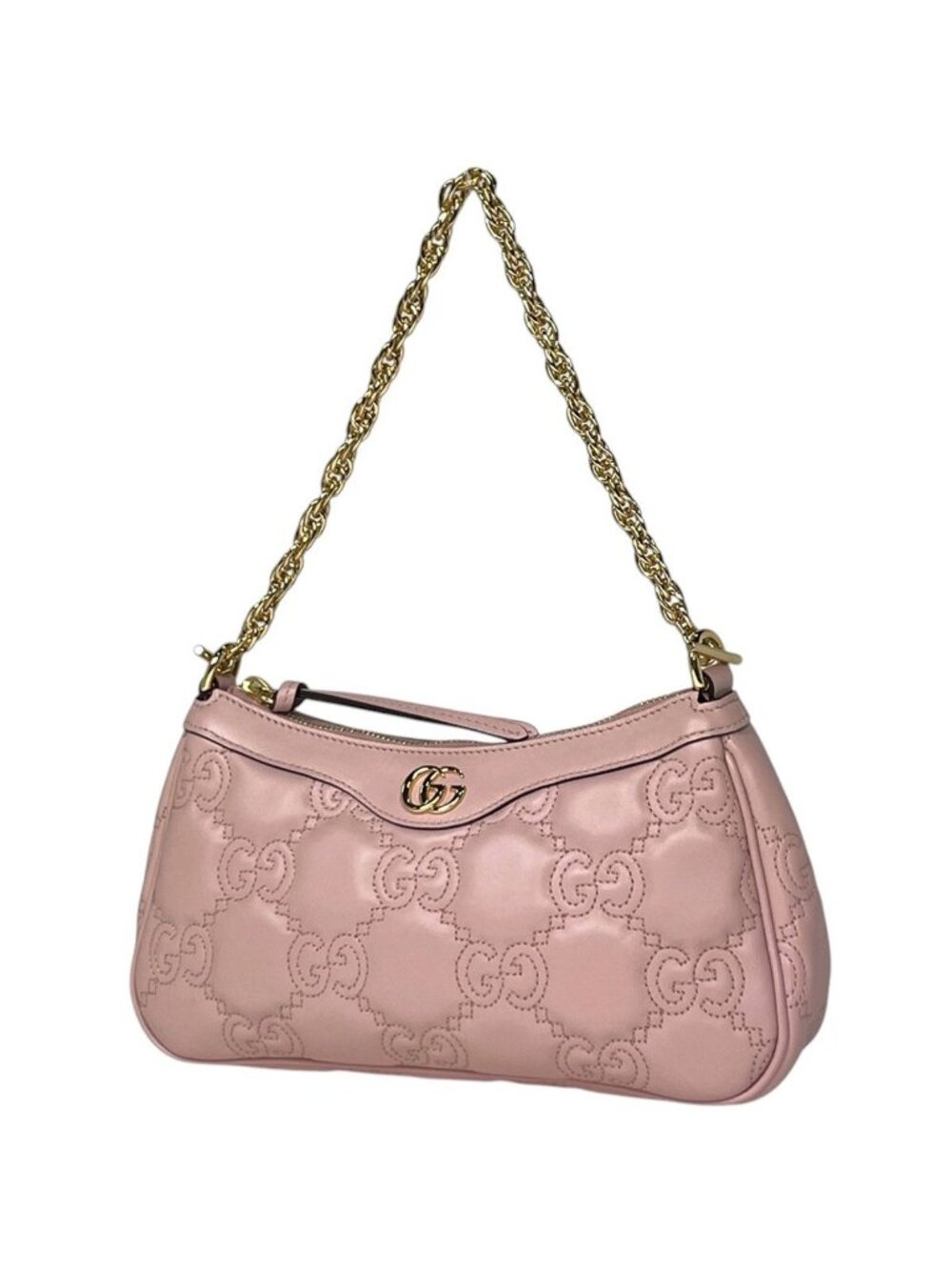 Gucci Shoulder Bag GG Matelasse 2-Way Chain Leather Pink